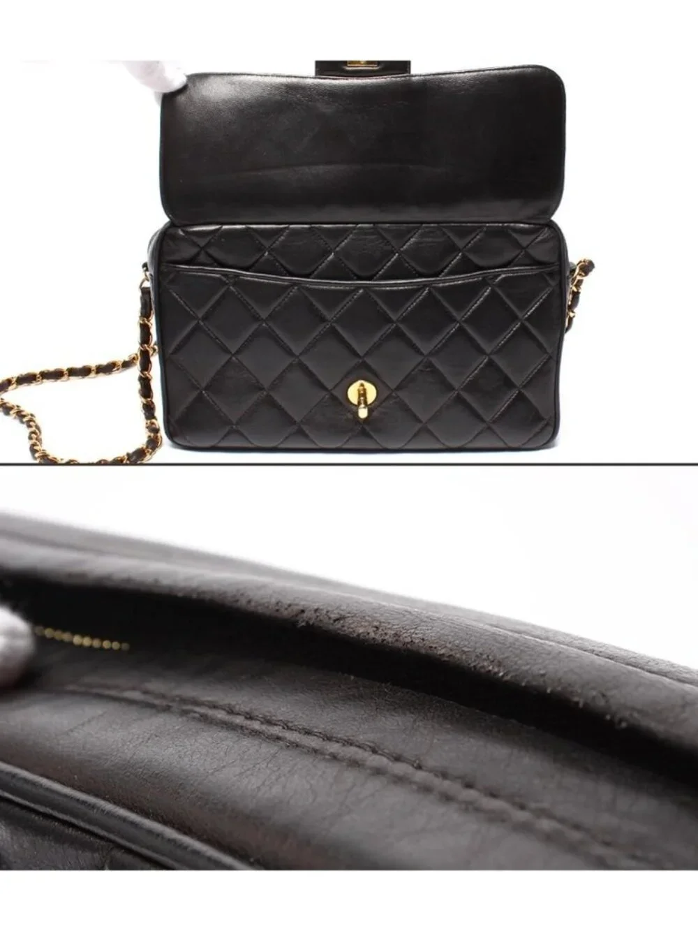 Chanel Chain Shoulder Bag Single Crossbody Gold Lambskin